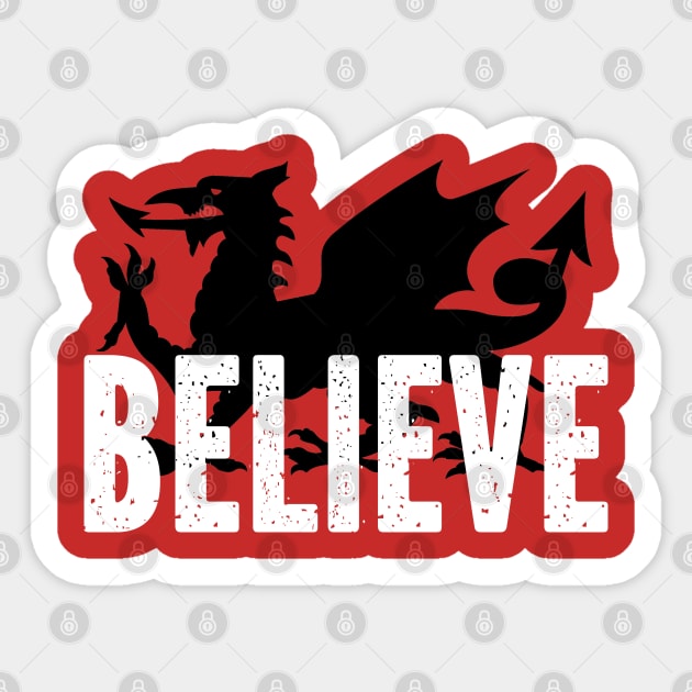 Believe Wales, Cymru am Byth Sticker by Teessential